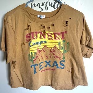 MESSY BUN JUST CHILLIN- Cropped Western Texas T-Shirt